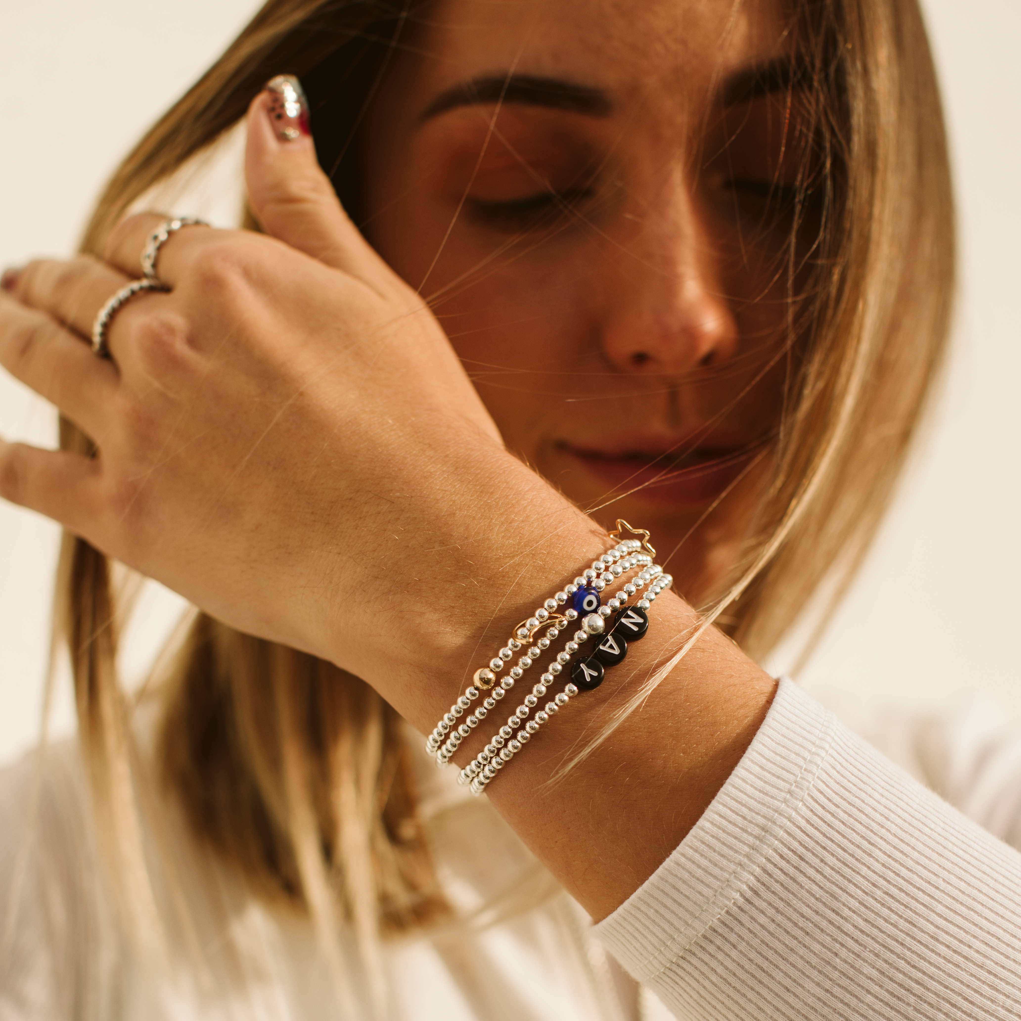 Non-Personalised Bracelets | 14K Gold-Filled Beads & Sterling Silver Stacks