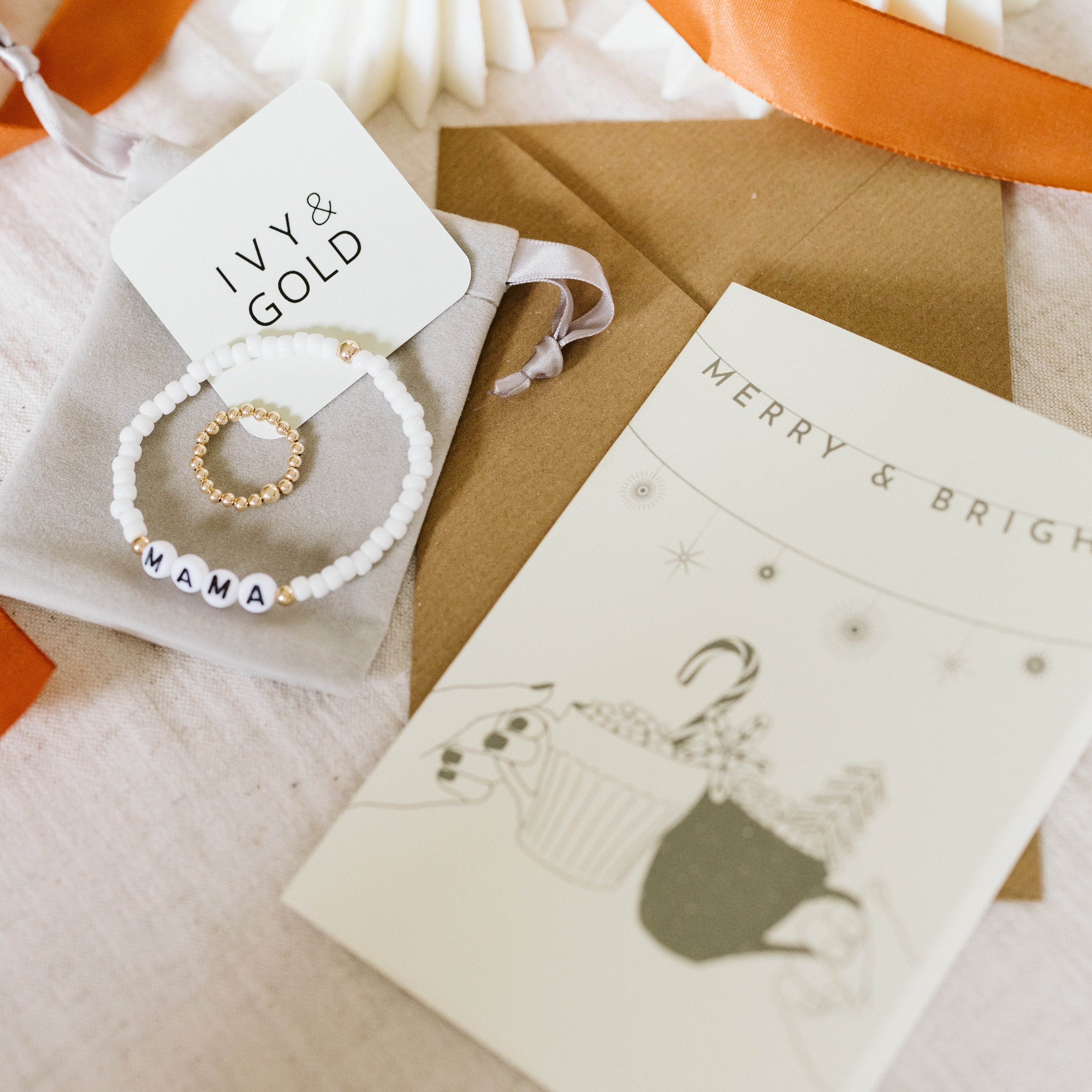Personalised Gift set - White bracelet & ring