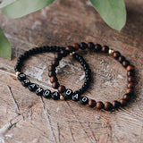 Men's black bead bracelet - personalised