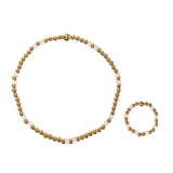 Scarlet white bead bracelet and ring set