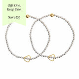 2 x Heart charm bracelets