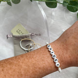 Bride's personalised white bead bracelet