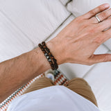 Personalised men's wooden bead bracelet