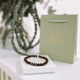 Personalised men's wooden bead bracelet