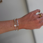 Summer stack bracelets with pearl flower and personalised