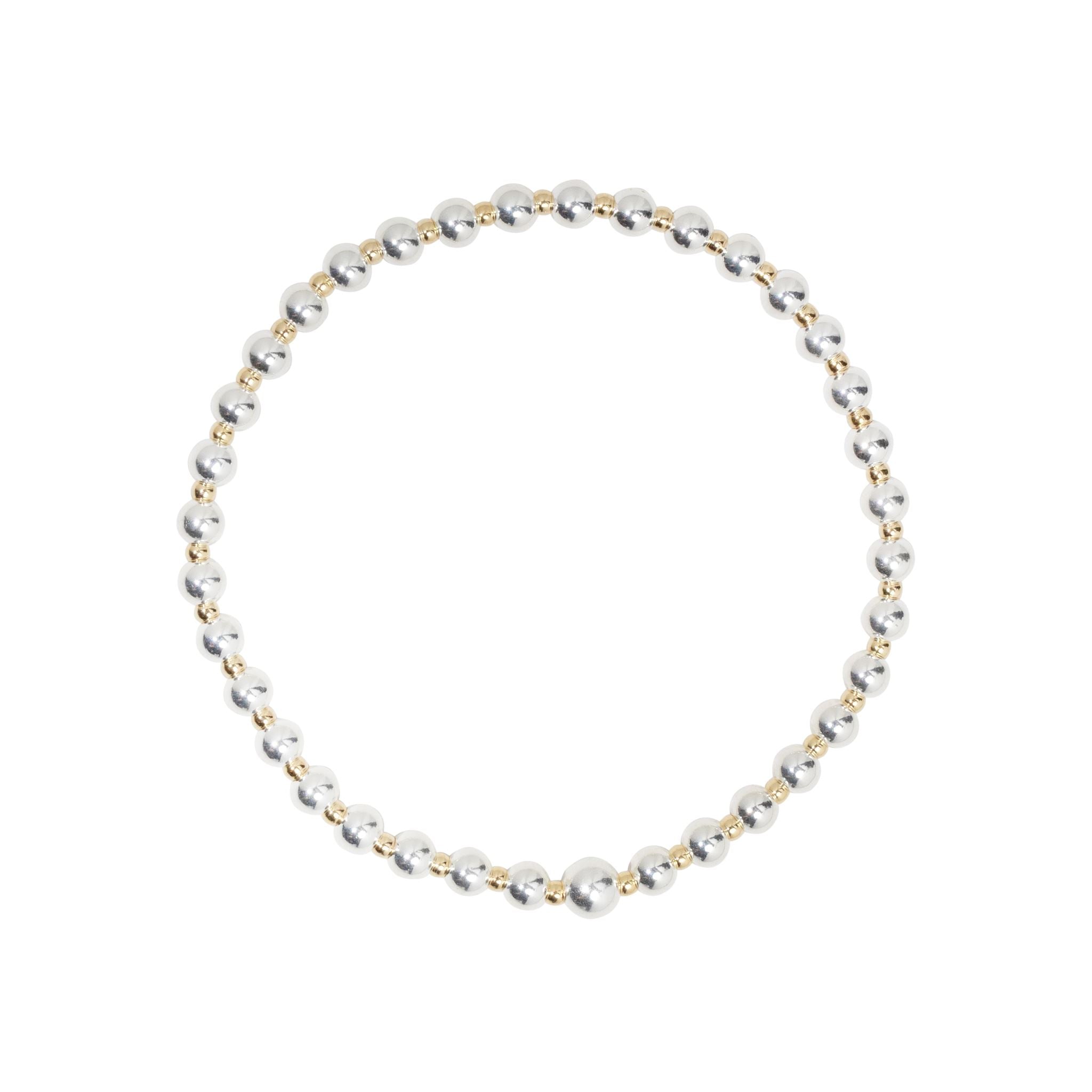 mixed metal beaded gold and silver bracelet