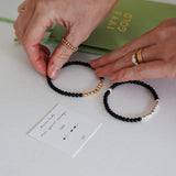 Black lace agate beaded bracelet