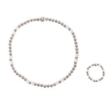 Scarlet white bead bracelet and ring set