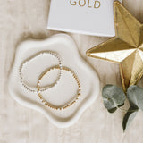 Scarlet white bead bracelet and ring set