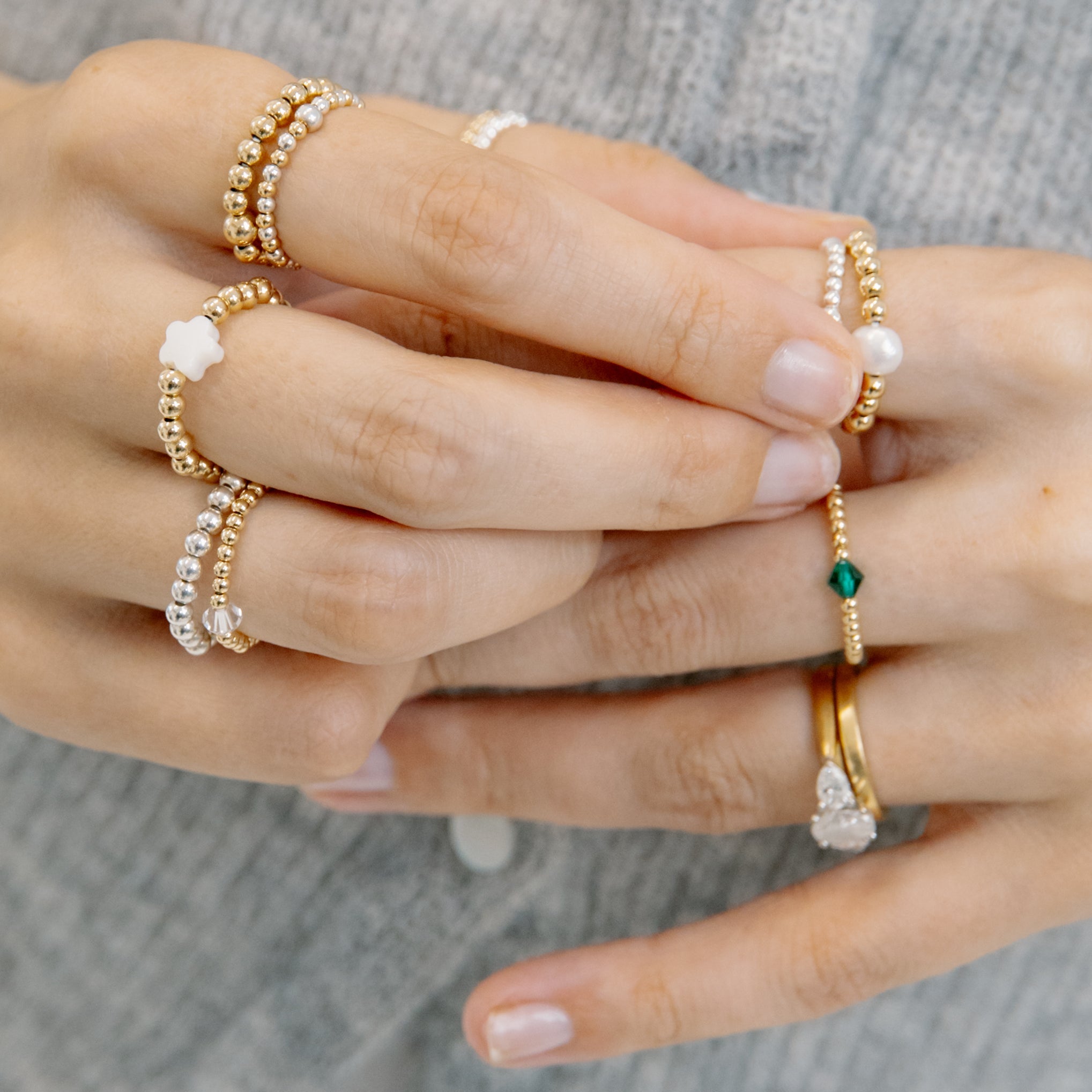 gold filled rings with birthstone crystals