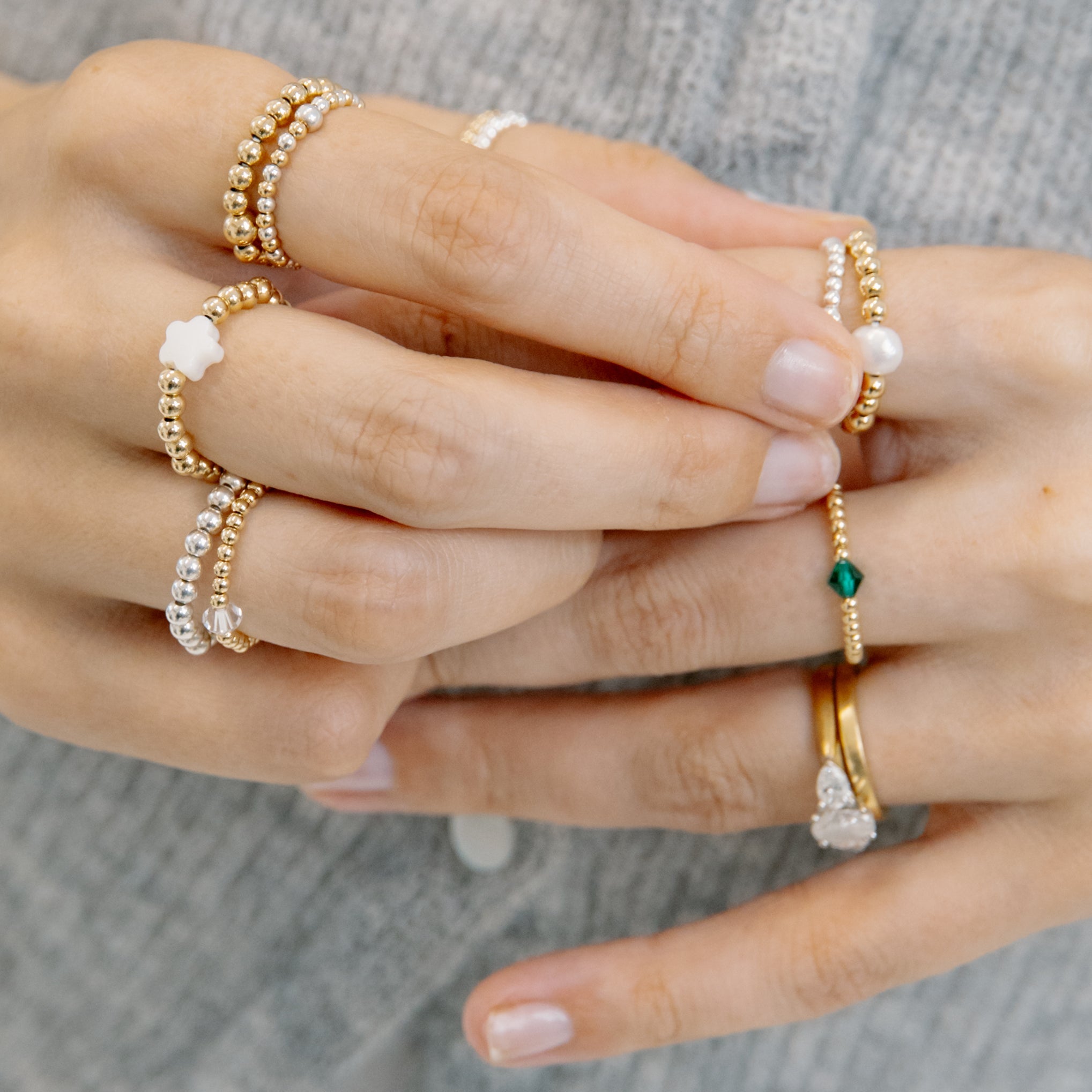 gold filled rings with birthstone crystals