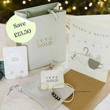 Personalised Gift set - 14k Gold filled bracelet, ring and earrings
