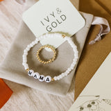 Ready to ship (pre-made) white bead bracelet