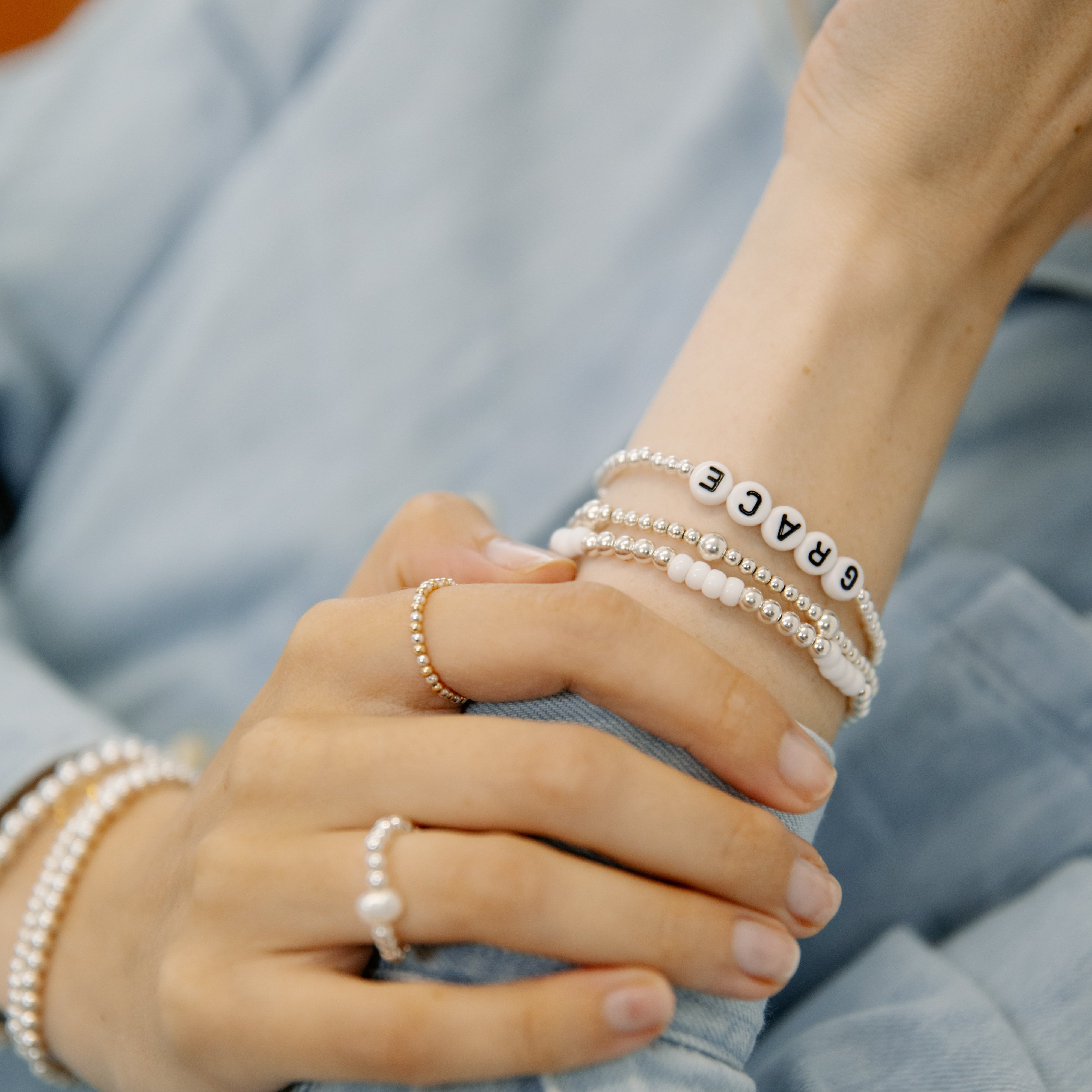 stack of sterling silver bracelets