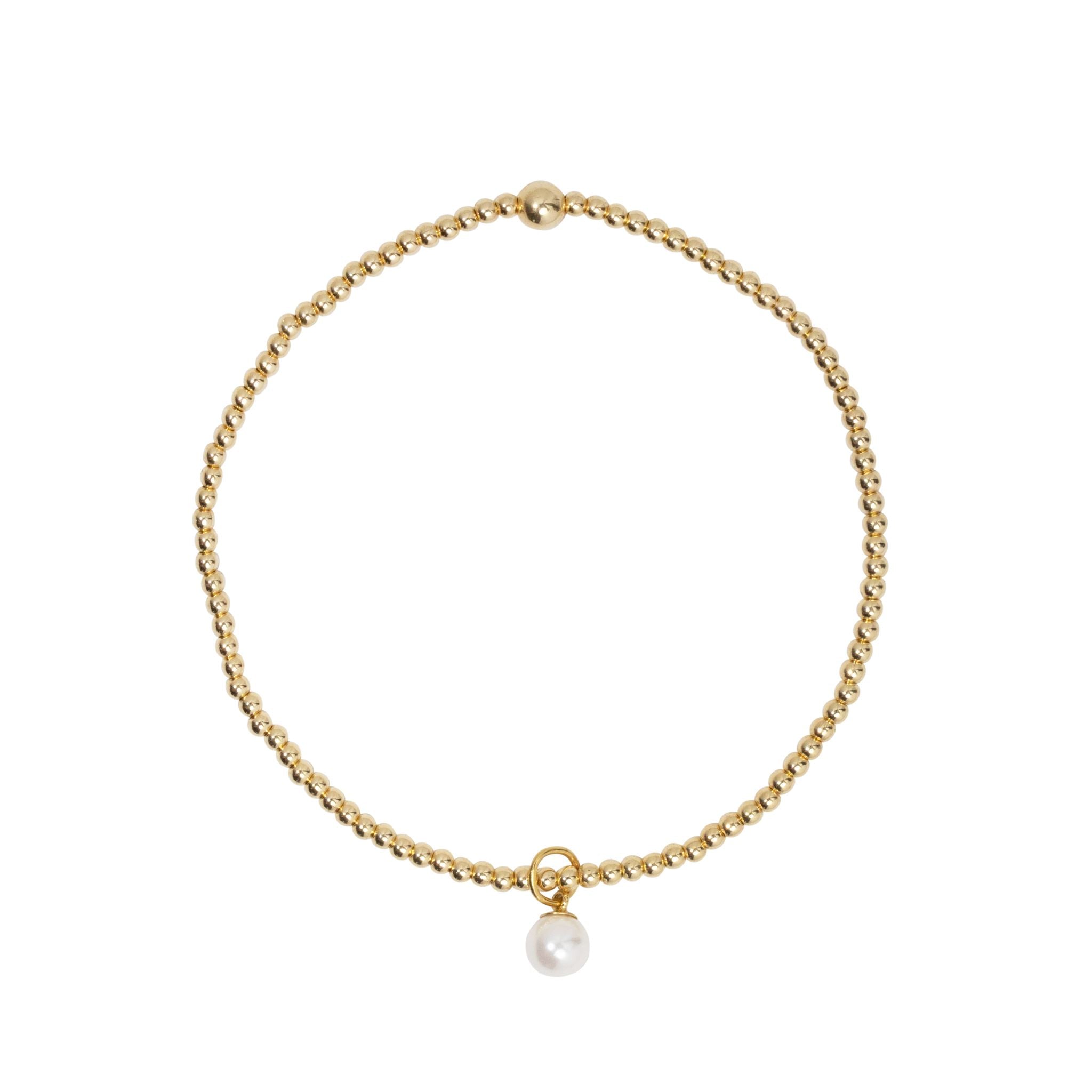 pearl drop charm bracelet gold filled beads