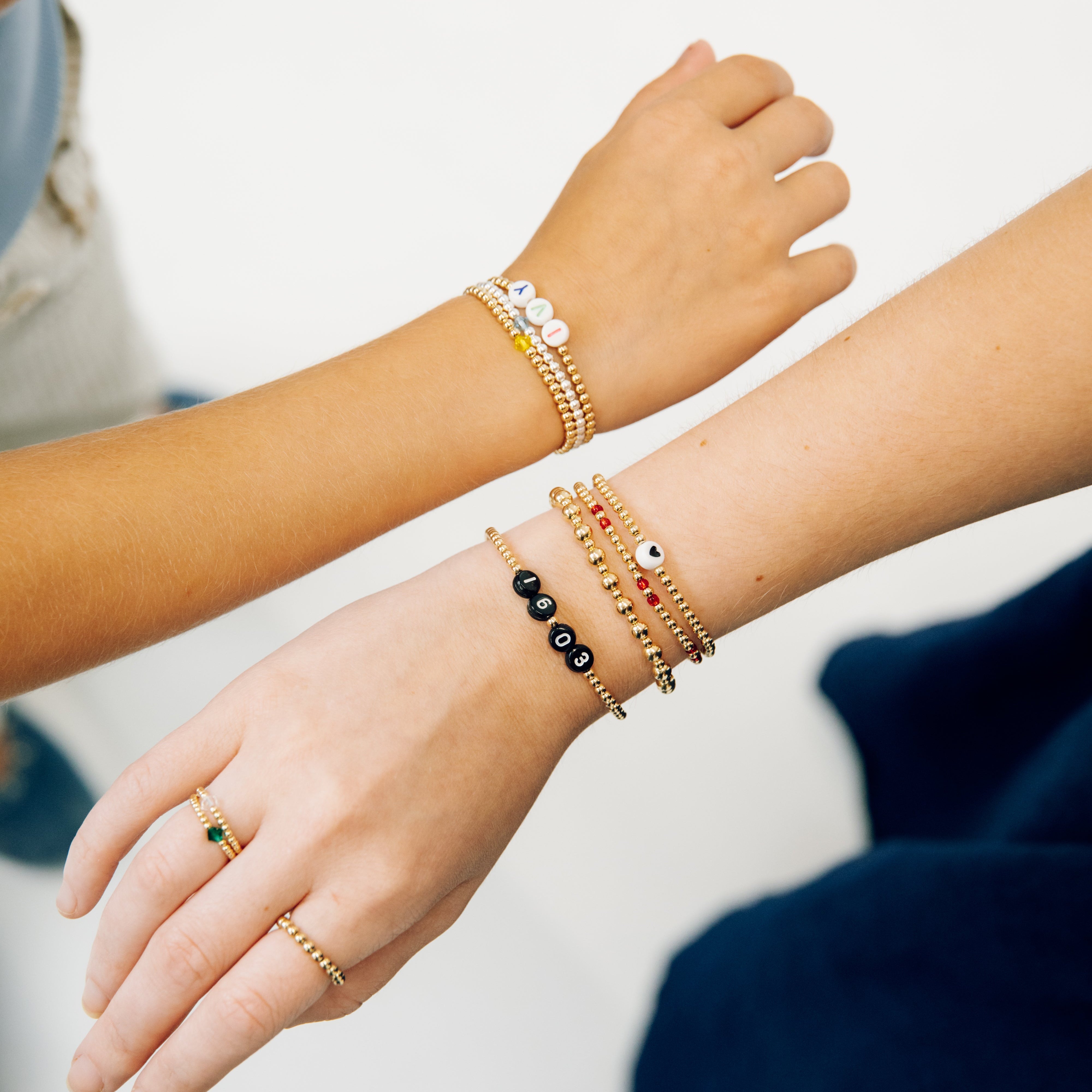 gold and date and heart bracelet 