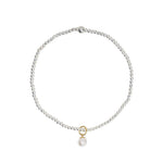 sterling silver bracelet with a pearl drop charm