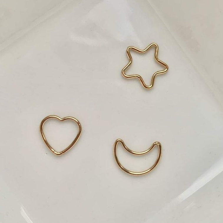 Gold-filled star and moon charms for personalised bracelets
