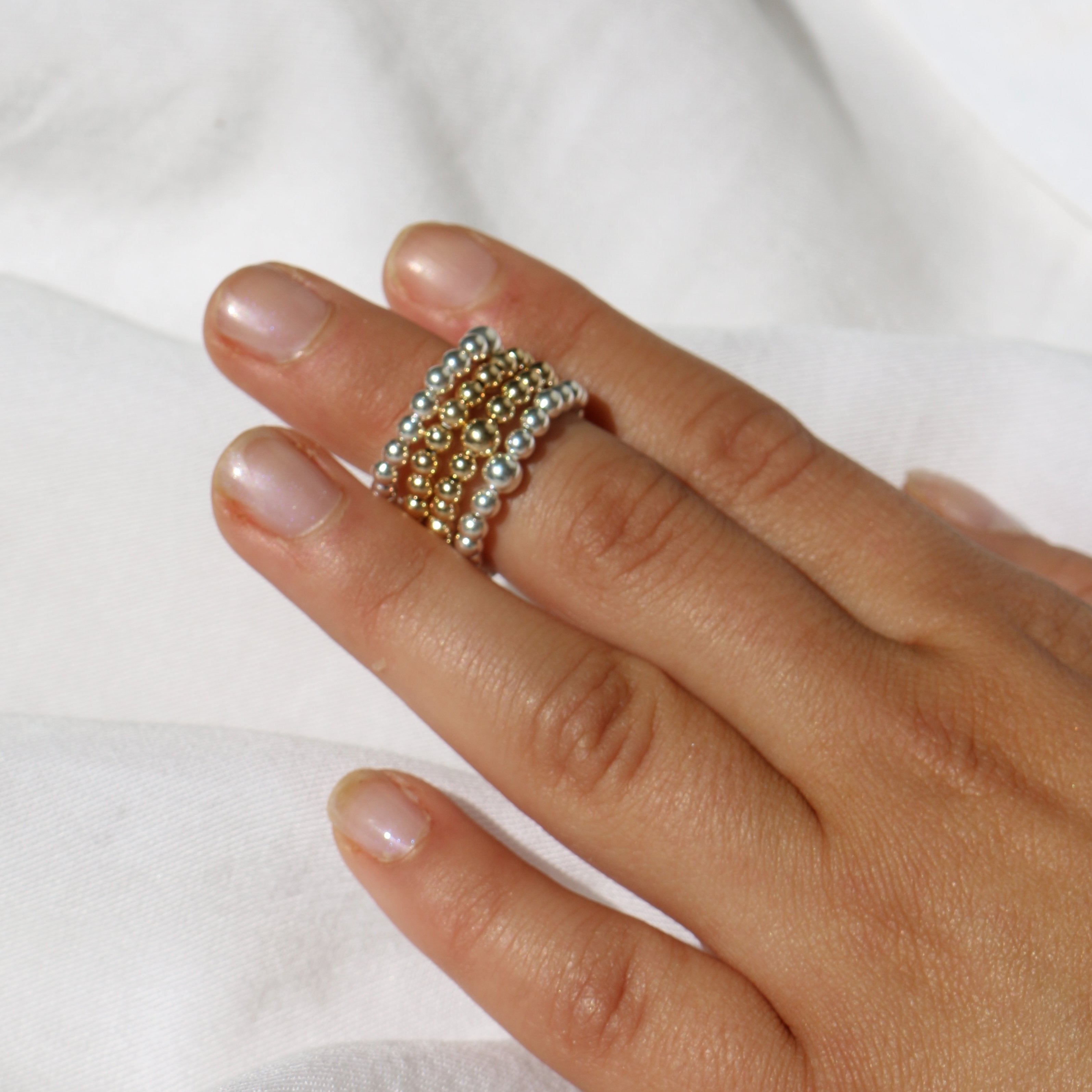 Sterling Silver Gold Filled Rose Gold stretch rings Ivy Gold Bracelets
