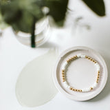 Luna bracelet - white and luxe metal beads