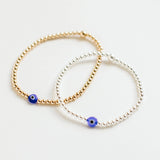 Evil eye handmade bracelet in gold-filled or silver