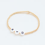 Personalised gold-filled bracelet with white beads