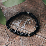Men's black bead bracelet - personalised